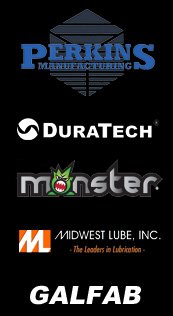 Perkins,Duratech,Monster Power,Midwest Lube,Galfab Product Logos